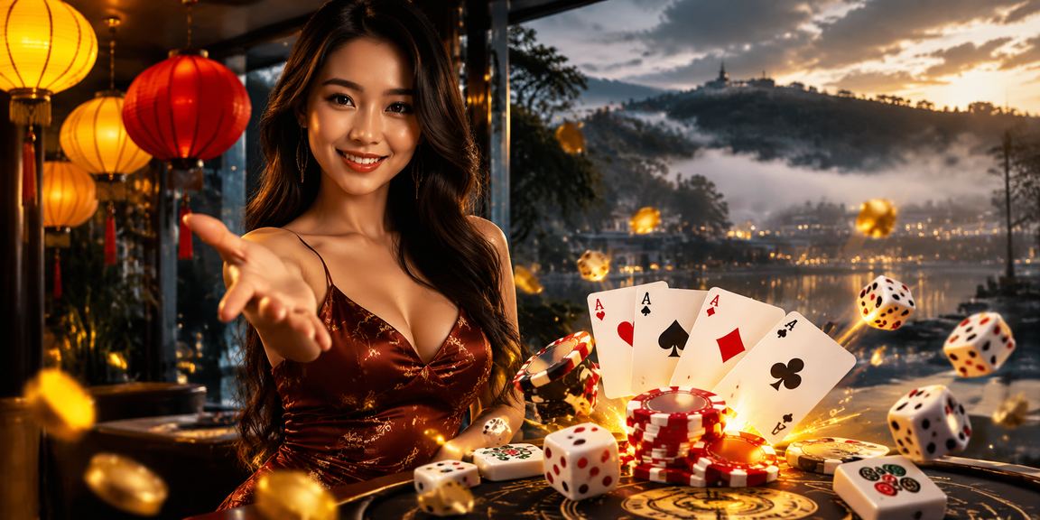 Người chơi thư giãn chơi bài tại Hội An dưới ánh đèn lồng rực rỡ
